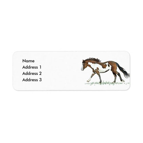 Bay Paint Horse Cantering Address 2 Address 3 Label