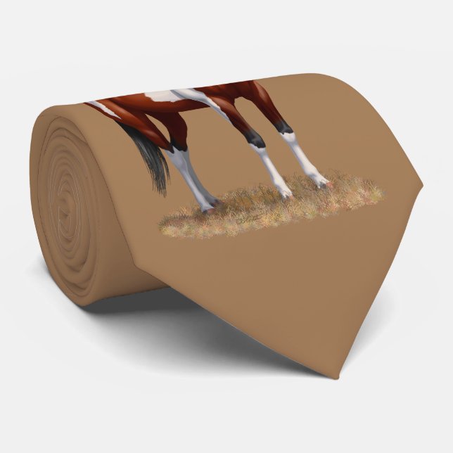 Bay Paint Horse Neck Tie (Rolled)