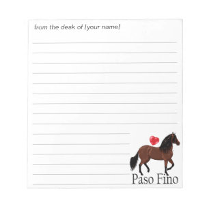 Bay Paso Fino Horse Heart Personalize It Notepad