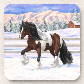Bay Pinto Brown Skewbald Gypsy Vanner Tinker Horse Beverage Coaster