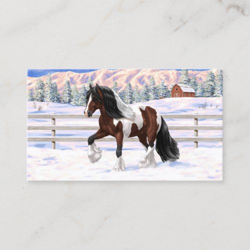 Bay Pinto Brown Skewbald Gypsy Vanner Tinker Horse Business Card