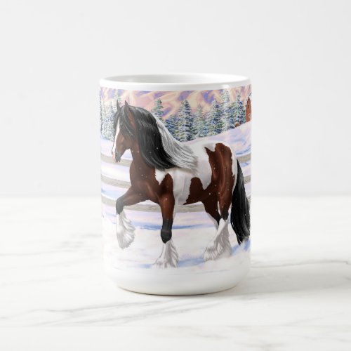 Bay Pinto Brown Skewbald Gypsy Vanner Tinker Horse Coffee Mug