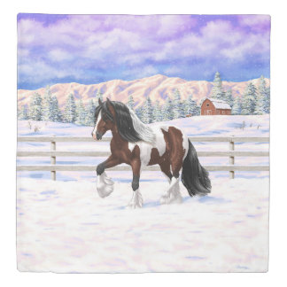 Bay Pinto Brown Skewbald Gypsy Vanner Tinker Horse Duvet Cover