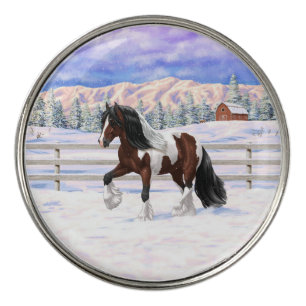 Bay Pinto Brown Skewbald Gypsy Vanner Tinker Horse Golf Ball Marker