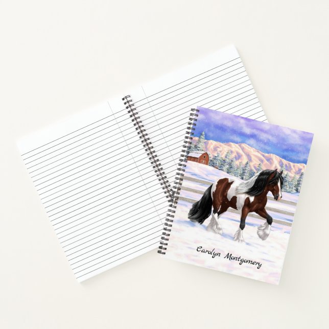 Bay Pinto Brown Skewbald Gypsy Vanner Tinker Horse Notebook (Inside)