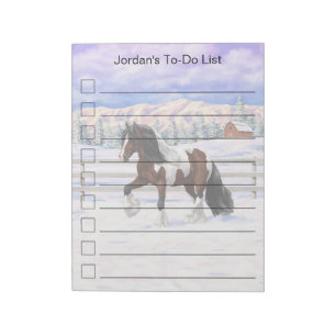 Bay Pinto Brown Skewbald Gypsy Vanner Tinker Horse Notepad