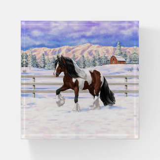 Bay Pinto Brown Skewbald Gypsy Vanner Tinker Horse Paperweight