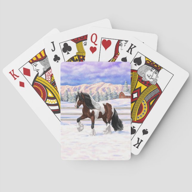 Bay Pinto Brown Skewbald Gypsy Vanner Tinker Horse Poker Cards (Back)