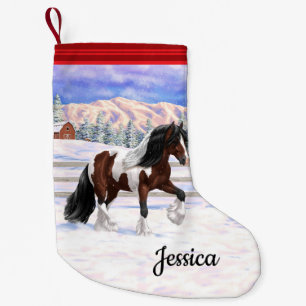 Bay Pinto Brown Skewbald Gypsy Vanner Tinker Horse Small Christmas Stocking