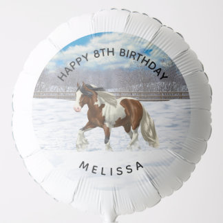 Bay Pinto Gypsy Vanner Draft Horse In Snow Balloon