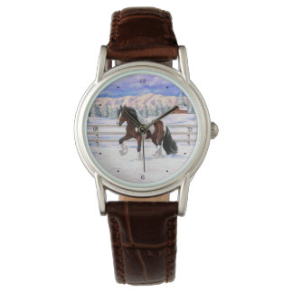 Bay Pinto Gypsy Vanner Draft Horse In Snow Watch