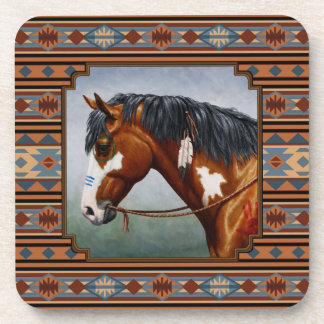 Bay Pinto War Horse Southwestern Design Drink Coaster