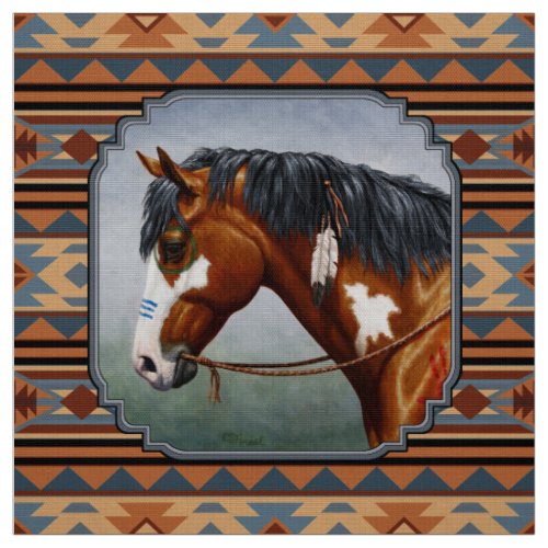 Bay Pinto War Horse Southwestern Design Fabric