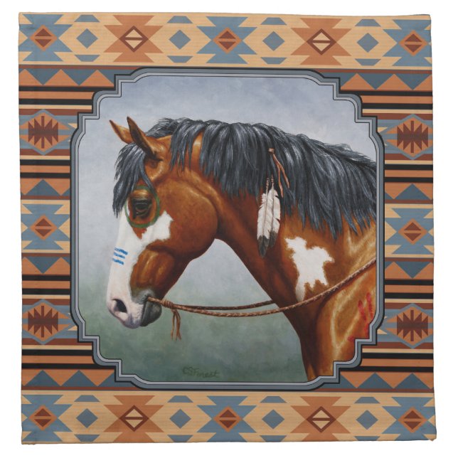 Bay Pinto War Horse Southwestern Design Napkin (Front)