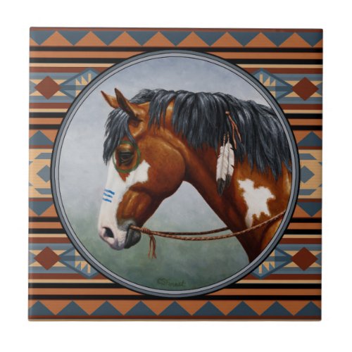 Bay Pinto War Horse Southwestern Design Tile