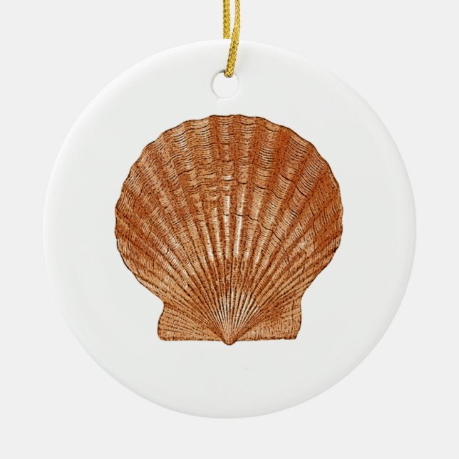 Bay Scallop Shell Ceramic Ornament (Front)