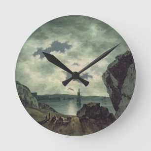 Bay Scene in Moonlight, 1787 (w/c over pencil on p Round Clock