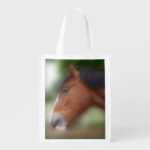 Bay Shire Draft Horse Face Animal Grocery Bag