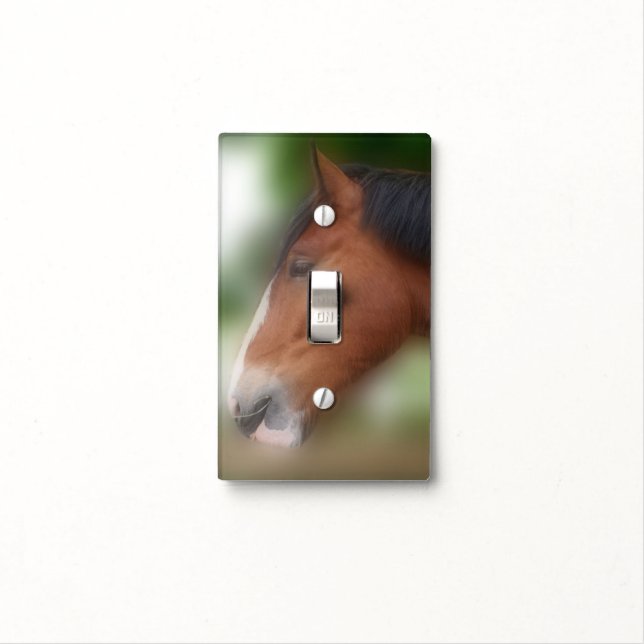 Bay Shire Draft Horse Face Animal Light Switch Cover (In Situ)