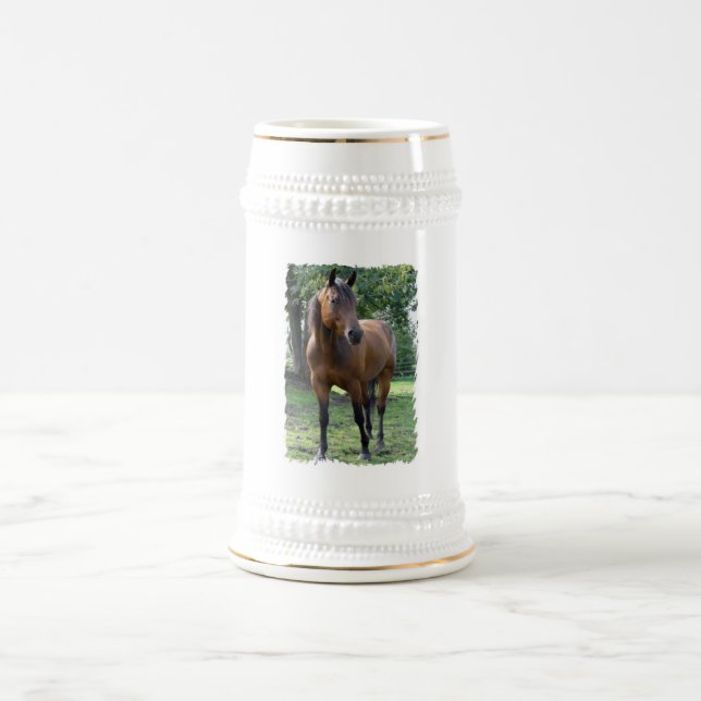 Bay Thoroughbred Horse Beer Stein (Center)