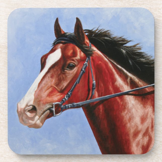 Bay Thoroughbred Race Horse Coaster (Front)