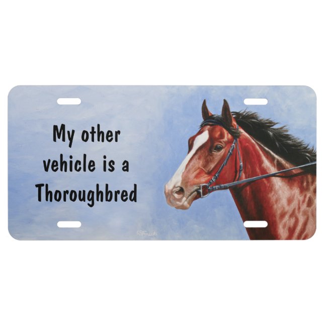 Bay Thoroughbred Race Horse License Plate (Front)