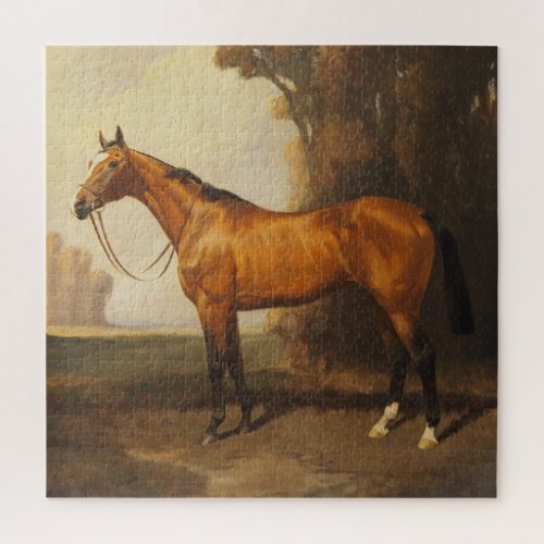Bay Thoroughbred Vintage Painting by James Palmer Jigsaw Puzzle