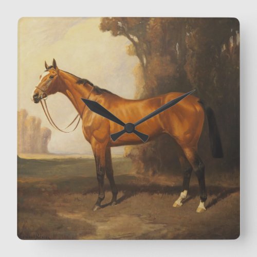 Bay Thoroughbred Vintage Painting by James Palmer Square Wall Clock