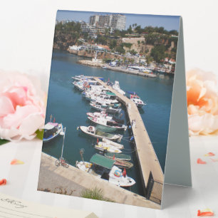 Bay with cruise boats   in old city of Antalya Table Tent