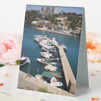Bay with cruise boats   in old city of Antalya Table Tent