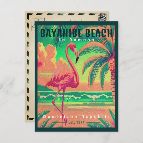 Bayahibe Beach DR Retro Flamingos Souvenir 1950s Postcard