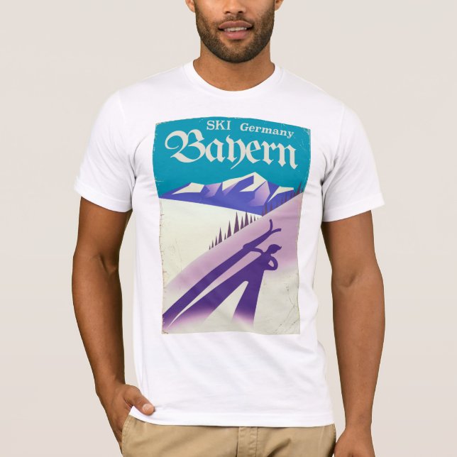 Bayern Germany vintage Ski vacation poster T-Shirt (Front)