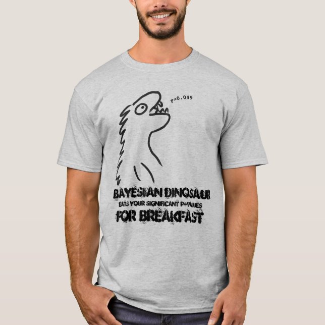 Bayesian dinosaur t-shirt for statisticians (Front)