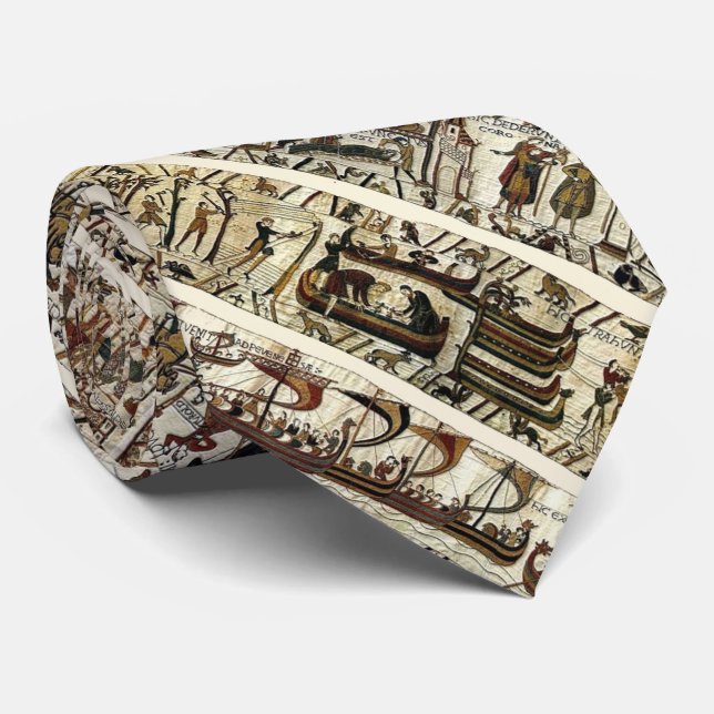 BAYEUX TAPESTRY 1066 Battle of Hastings Pattern Neck Tie (Rolled)