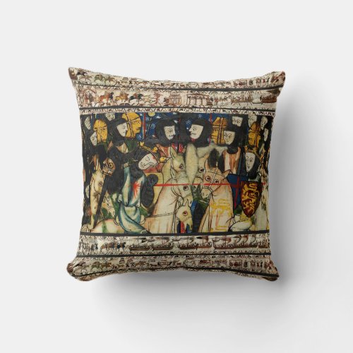 BAYEUX TAPESTRY 1066 Death of King Harold Throw Pillow