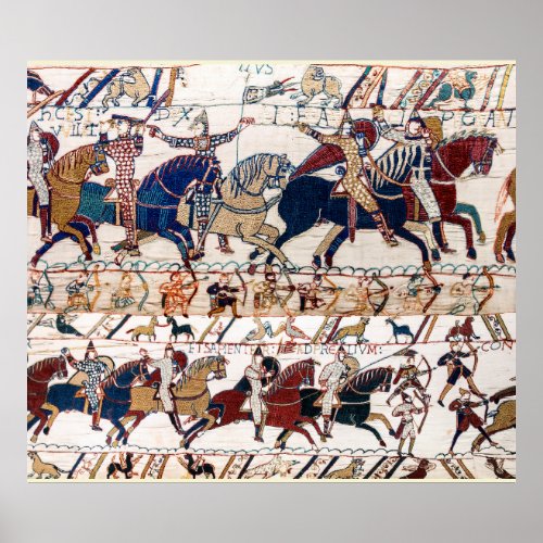 BAYEUX TAPESTRY 1066 NORMAN KNIGHTS AND ARCHERS POSTER