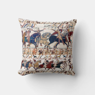 BAYEUX TAPESTRY 1066 NORMAN KNIGHTS AND ARCHERS THROW PILLOW