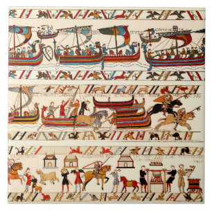 BAYEUX TAPESTRY 1066,NORMAN KNIGHTS ,VIKING SHIPS CERAMIC TILE