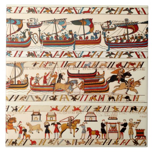 BAYEUX TAPESTRY 1066NORMAN KNIGHTS VIKING SHIPS  CERAMIC TILE