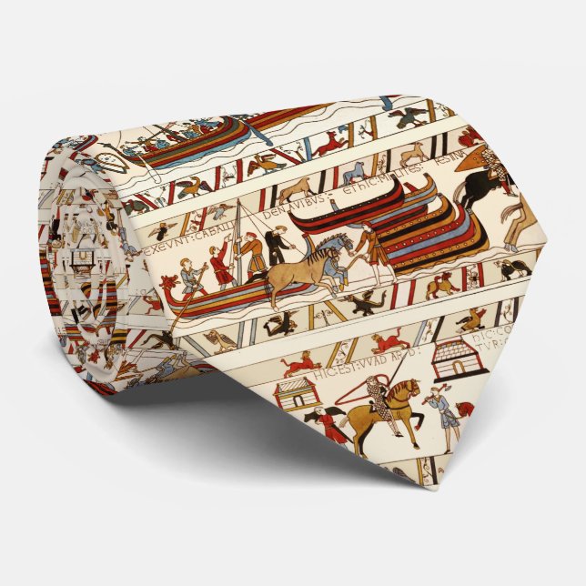 BAYEUX TAPESTRY 1066,NORMAN KNIGHTS ,VIKING SHIPS  NECK TIE (Rolled)