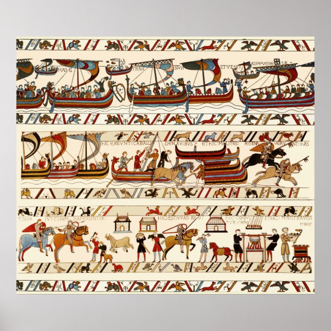 BAYEUX TAPESTRY 1066,NORMAN KNIGHTS ,VIKING SHIPS POSTER (Front)