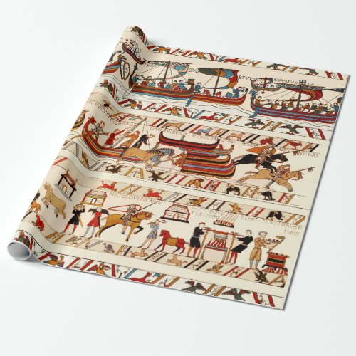 BAYEUX TAPESTRY 1066NORMAN KNIGHTS VIKING SHIPS  WRAPPING PAPER