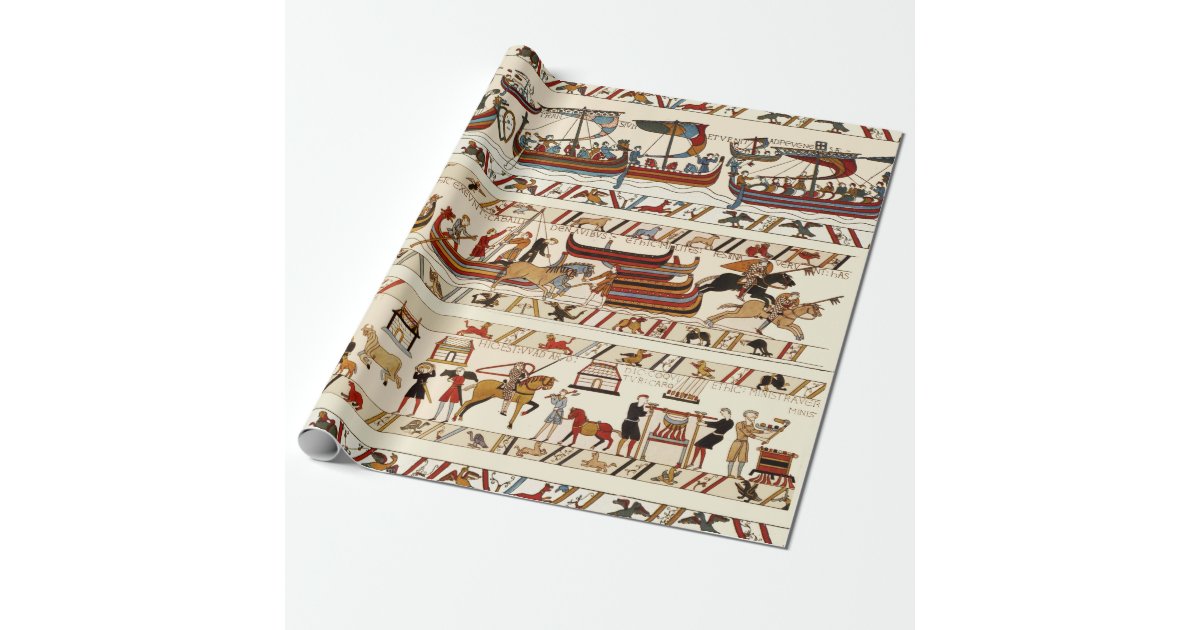 BAYEUX TAPESTRY 1066,NORMAN KNIGHTS ,VIKING SHIPS WRAPPING PAPER Zazzle