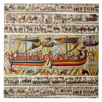 Bayeux Tapestry 1066 Viking Ships Ceramic Tile by bulgan_lumini at Zazzle