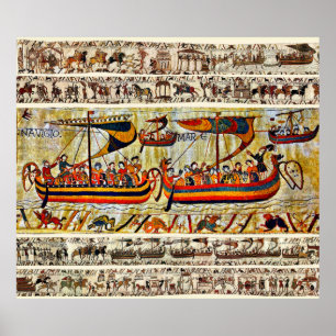 BAYEUX TAPESTRY 1066 VIKING SHIPS POSTER