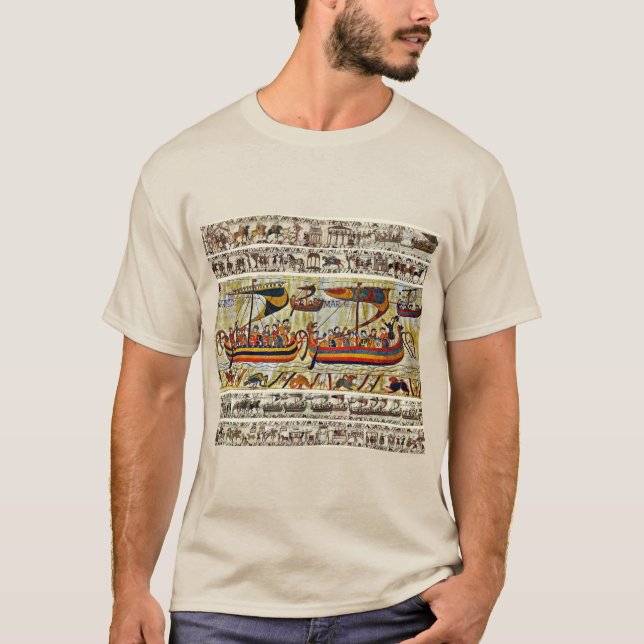 BAYEUX TAPESTRY 1066 VIKING SHIPS  T-Shirt (Front)