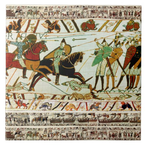 BAYEUX TAPESTRYBATTLE OF HASTINGS NORMAN KNIGHTS CERAMIC TILE