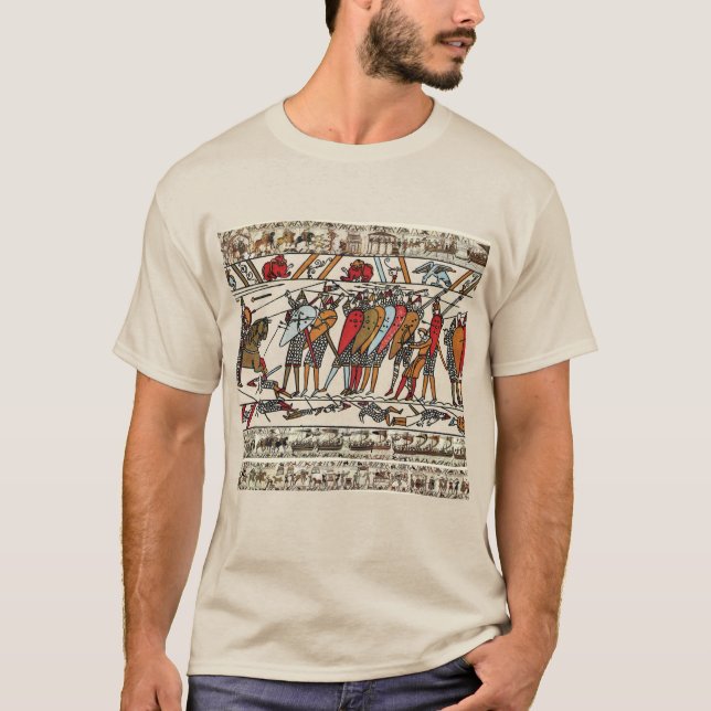 BAYEUX TAPESTRY,BATTLE OF HASTINGS,NORMAN KNIGHTS T-Shirt (Front)