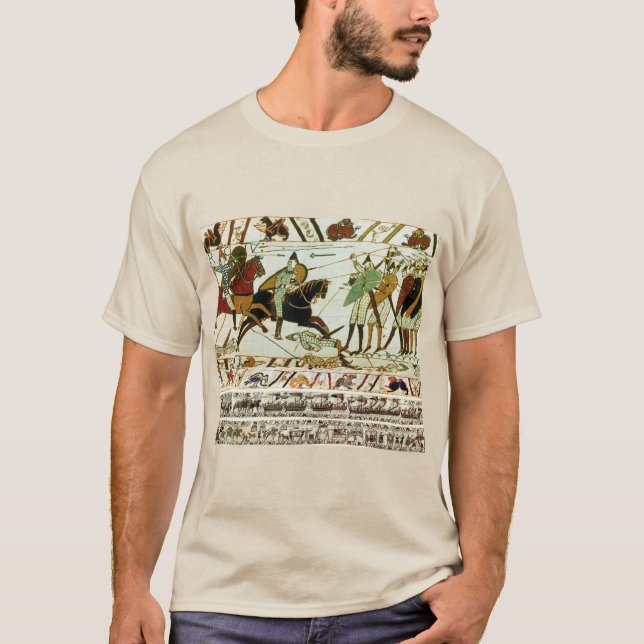 BAYEUX TAPESTRY,BATTLE OF HASTINGS ,NORMAN KNIGHTS T-Shirt (Front)