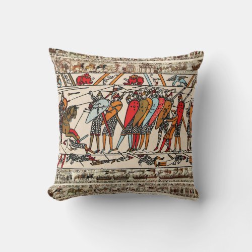 BAYEUX TAPESTRY BATTLE OF HASTINGS NORMAN KNIGHTS THROW PILLOW